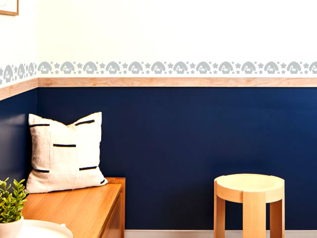 Cenefa de estrellas y perros color azul claro | Cenefas para pared | Cenefa adhesiva infantil