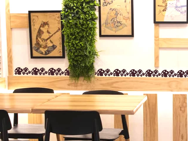 Cenefa hongos color café | Cenefas de pared | Cenefa cocina y restaurante