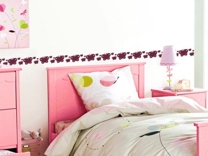 Cenefa mariposas color burgundy | Cenefas para pared | Cenefa adhesiva infantil