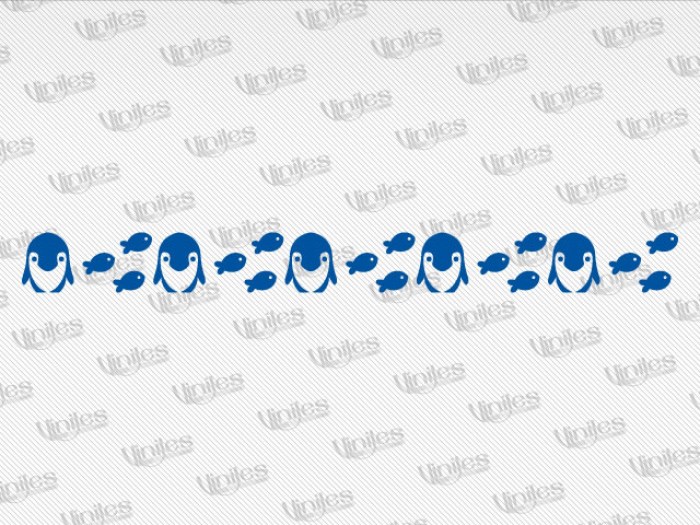 Cenefa peces y pingüinos color azul | Cenefas para pared | Cenefa adhesiva infantil