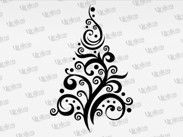 Mural árbol de navidad y esferas negro | Vinilos Decorativos | Decoración de Interiores