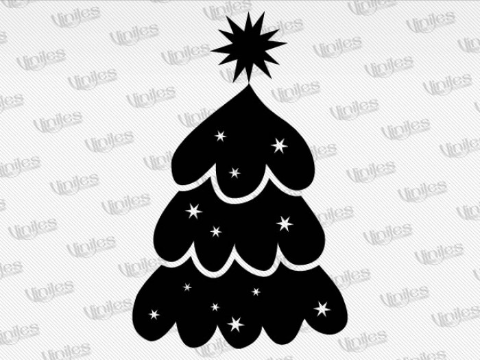 Mural árbol de navidad capas y estrellas negro | Vinilos Decorativos | Decoración de Interiores