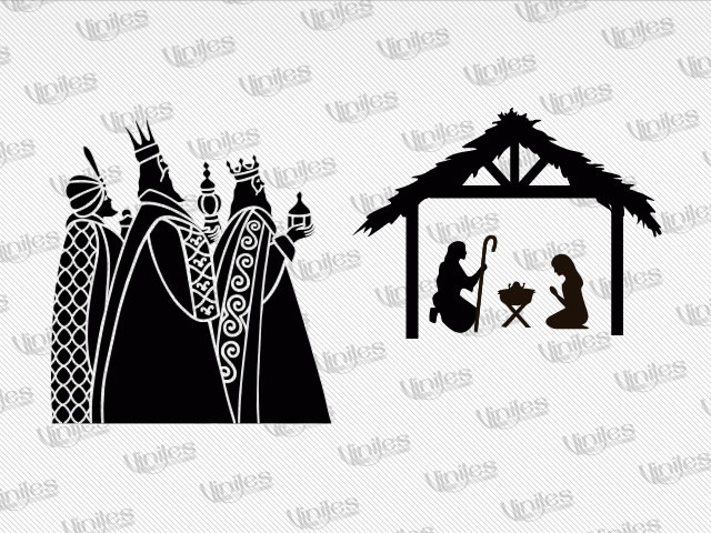 Mural navidad reyes magos y nacimiento negro | Vinilos Decorativos | Decoración de Interiores
