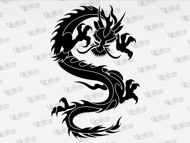 Sticker dragón tribal 03 negro | Vinilos Decorativos | Tuning